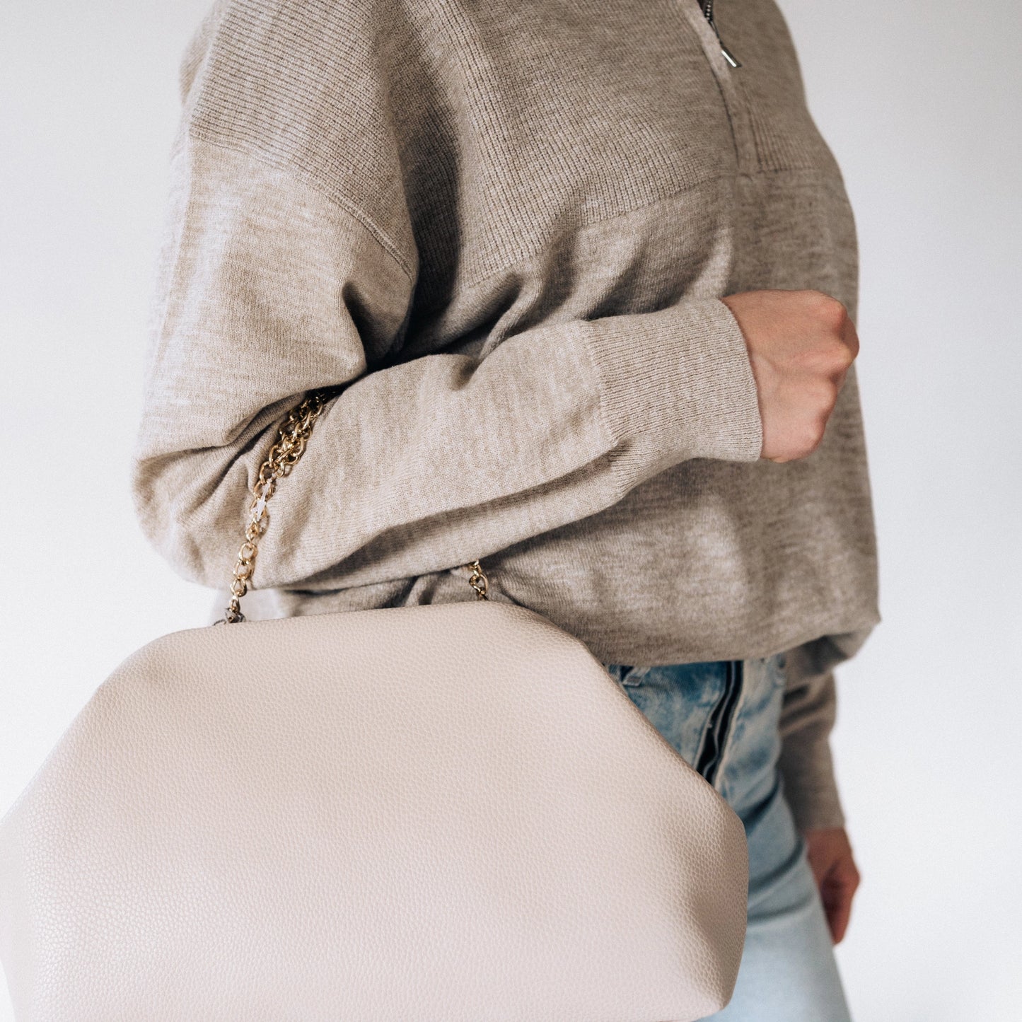 Mama & Mini Quarter Zip Sweater Sand- Adult