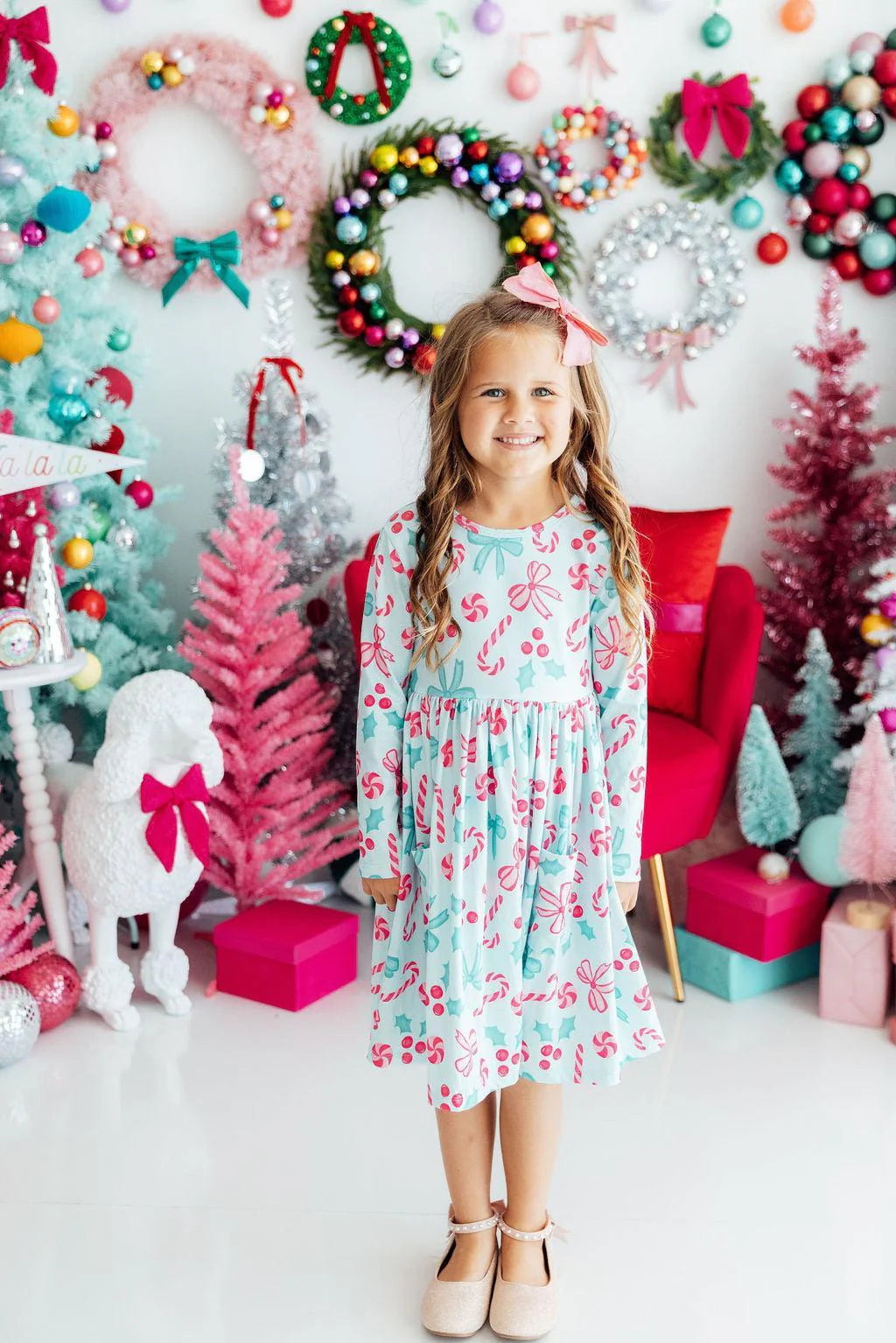 Christmas L/S Pocket Twirl Dresses