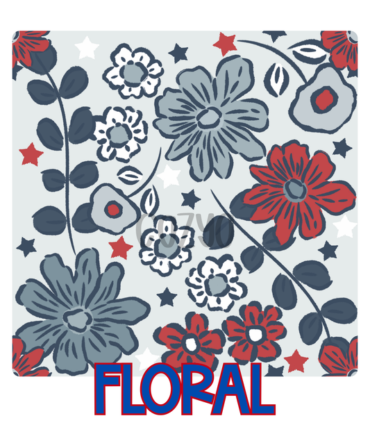 FLORAL | RED, WHITE & BAM-BLUE