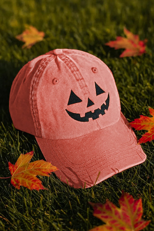 Orange Embroidered Halloween Washed Hat RTS