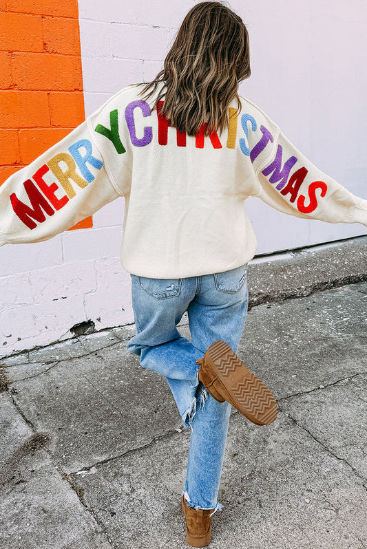 Merry Christmas Chenille Graphic Sweater