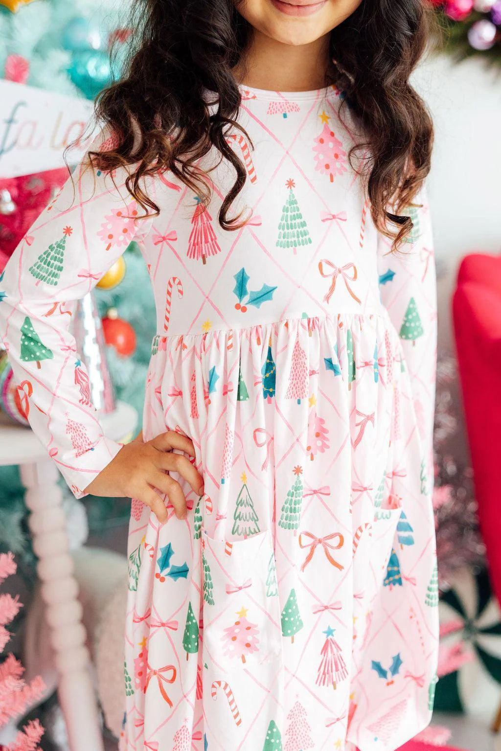 Christmas L/S Pocket Twirl Dresses