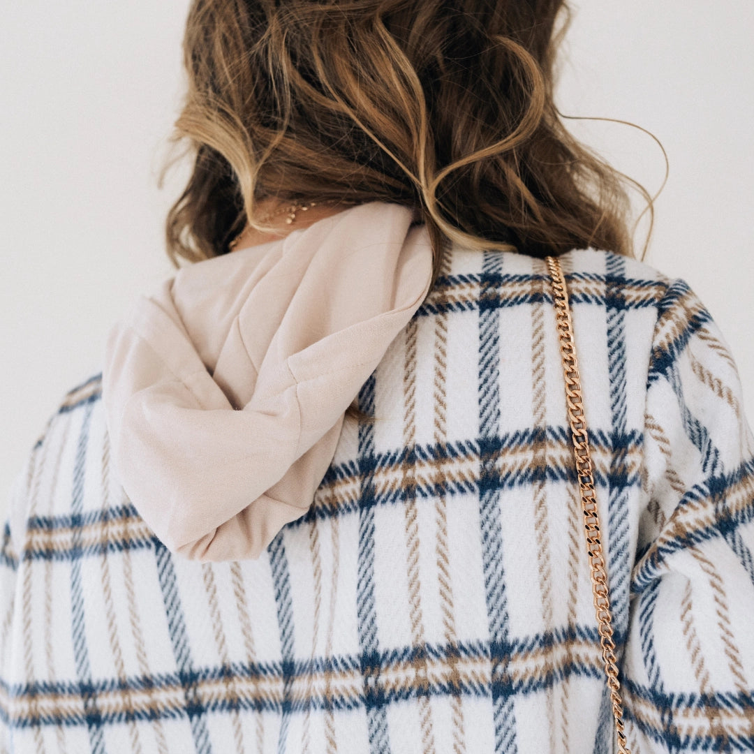 Mama & Mini Cream & Navy Plaid Flannel - Adult