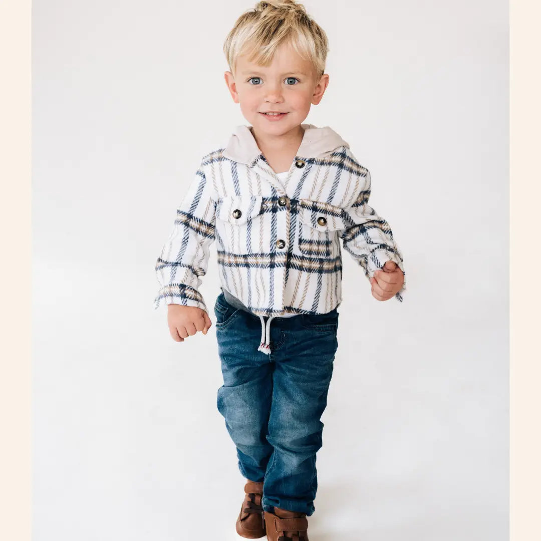 Mama & Mini Cream & Navy Plaid Flannel - Infant