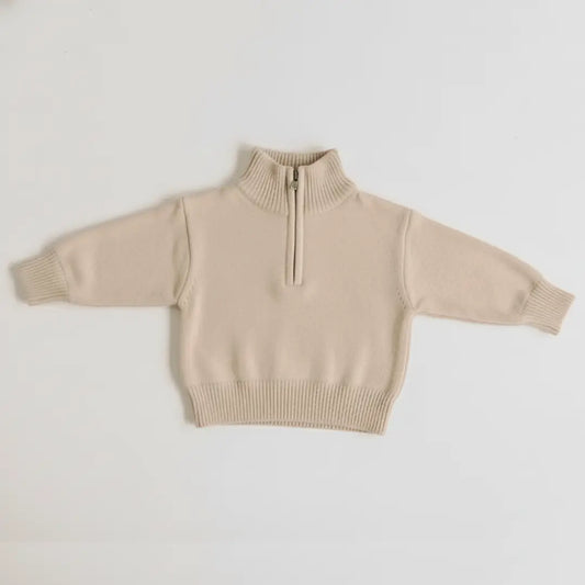 Mama & Mini Quarter Zip Sweater Sand - Infant